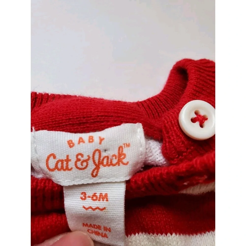 Cat and Jack Baby 3‎ To 6 Month Red Striped One Piece Jumper footless Romper
